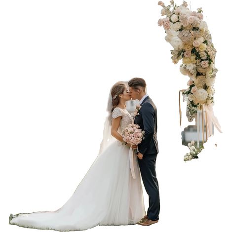 Hochzeitsbogen, langlebige Metallkonstruktion, moderner Chic-Stil, Milchig Weiß, L (1/2)