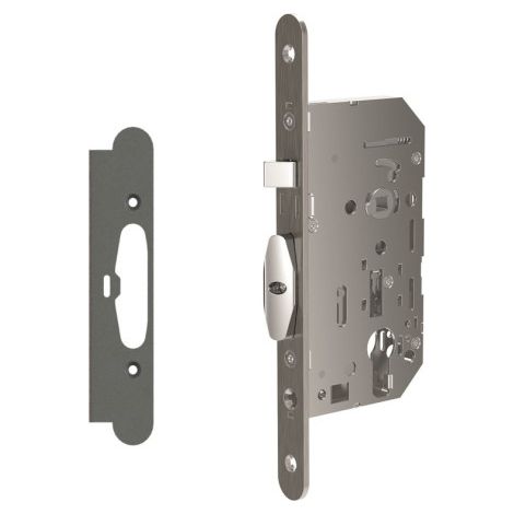 Serrure automatique d'urgence à larder 1 point D466 avec gâche réduite clé I axe 50 mm - VACHETTE (1/2)