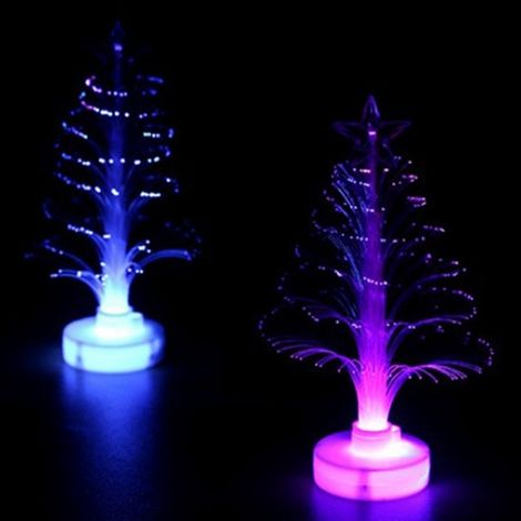 LED-Nachtlicht mit 7 wechselnden Farben, Glasfaseroptik, Weihnachtsbaum-Design, Tischleuchte, dekorative Weihnachtsgeschenk (1/5)