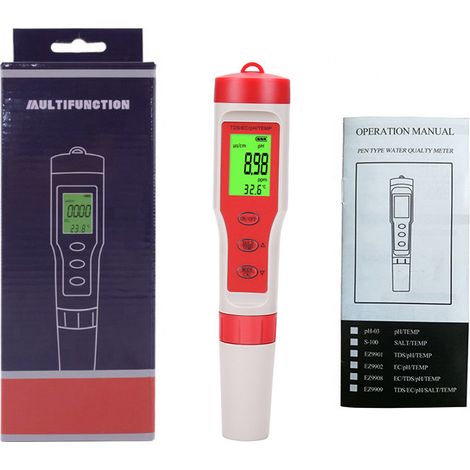 3-in-1 pH-, TDS- und Leitfähigkeitsmessgerät mit Temperaturanzeige für Wasser, digitaler Stift mit Hintergrundbeleuchtung (Modell 9908) – Analyse der Trinkwasser-, Pool- und Aquariumqualität-lsw