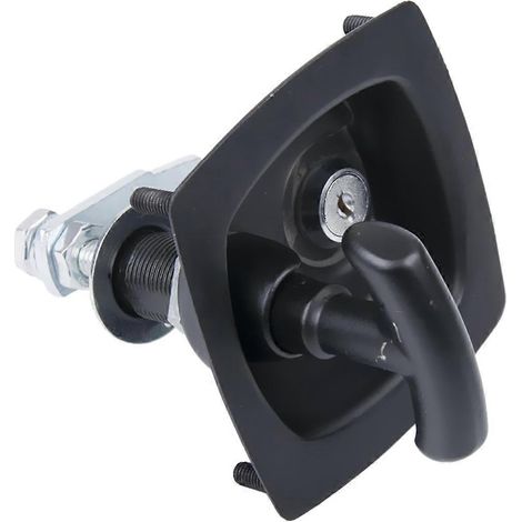 Serrure en T encastrée et pliante noire avec poignée (boîte à outils pour caravane) en acier inoxydable (1/5)