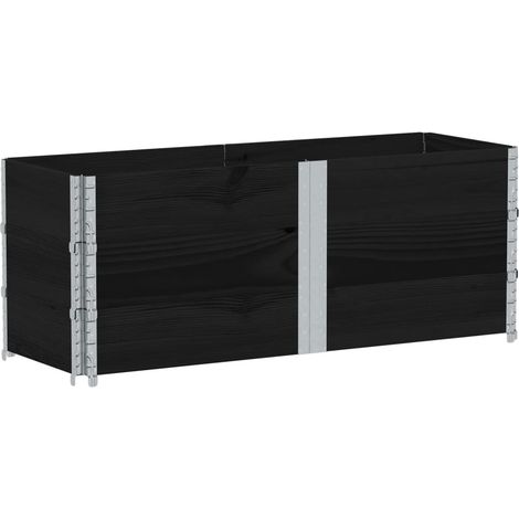 Pallet Collars 3 pcs Black 150x50 cm Solid Wood Pine vidaXL