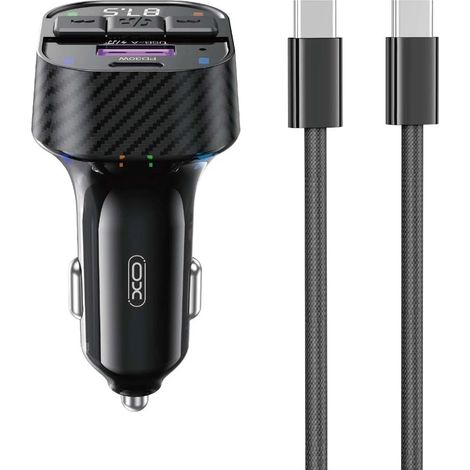 Émetteur FM XO BCC17, chargeur de voiture MP3 Bluetooth 30 W noir + câble USB-C - USB-C (1/5)