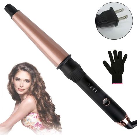 Fer à friser - Barillet céramique tourmaline 16-20 mm - Température réglable 160-220 °C - Câble rotatif 360° - Voltage universel 100-240 V - 1 pièce (1/5)