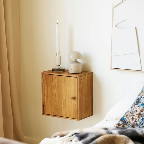 Etagère cube avec porte en bois de chêne 30 cm VARDE (1/5)