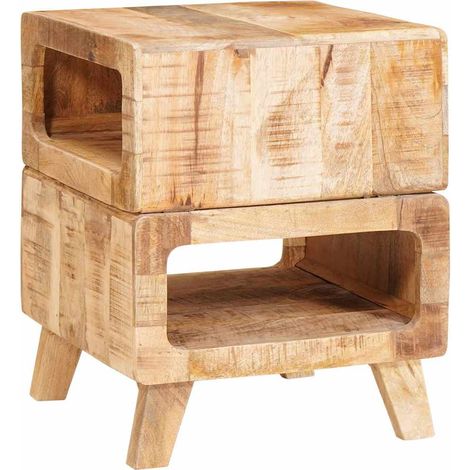 Beistelltisch mit Regal Braun 40 x 40 x 49 cm Massivholz Mango