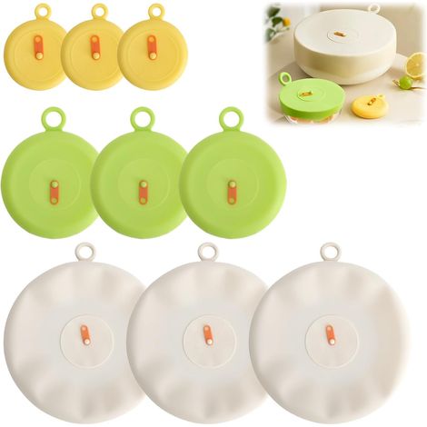 9 Pieces Silicone Food Lids, Universal Expandable Silicone Lids with Date Indicator for Bowls, Glasses, Jars, Yogurt (1/5)