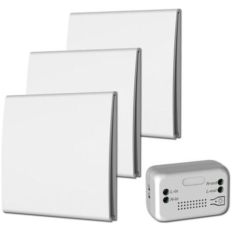 HOXILEELEO - Interrupteur sans fil à énergie mécanique – Contrôle sans câblage ni piles – Portée jusqu'à 200 m – Récepteur 10A 2200W compact (1/5)