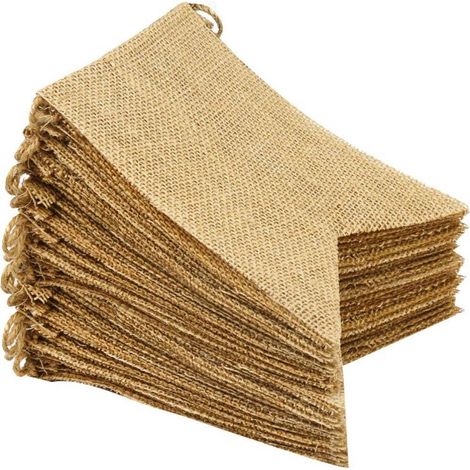Guirlande Triangulaire - 48 Pièces - 9 Mètres - Toile de Jute Imprimée Polyester - Décoration Fêtes Mariages Extérieur - Lot de 1 (1/5)