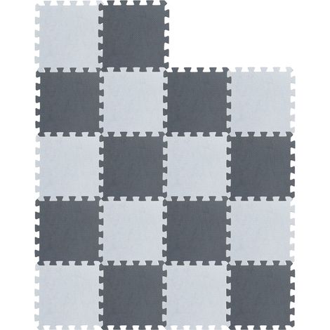 Tappeto Puzzle,18 Pezzi Tappeto da Gioco per Bambini,Schiuma EVA Tappetino Puzzle,Bianco e Grigio (1/5)