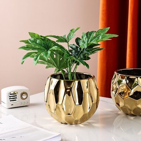 Maceta de cerámica - Jarrón - Suculenta de mesa - Suculenta decorativa para baño - Cerámica - Dormitorio - Decoración del hogar - 19x19x17cm (1/4)