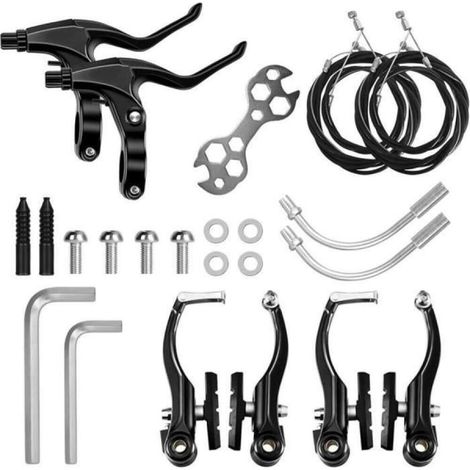 Kit de frein V-brake aluminium - Câbles + leviers + étriers - Vélo (1/5)