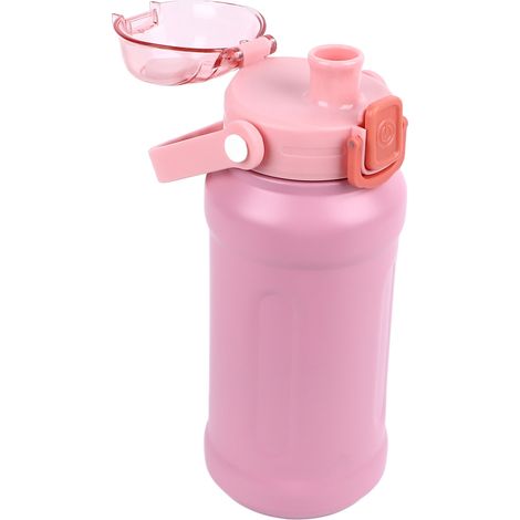 1100 ml Vakuum-Trinkbecher, Edelstahl-Isolierflasche, Sport-Trinkflasche mit Strohhalm, Hellrosa (1/5)