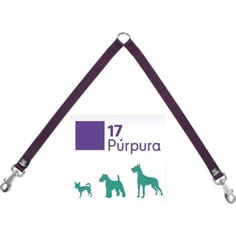 attache pour deux chiens en nylon 35 cm x 1,5 cm