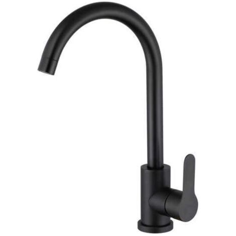 Robinet Lavabo Haut Pivotant à 360°, Robinet Lavabo Salle de Bain Monocommande avec Aérateur Démotable, Noir (1/4)