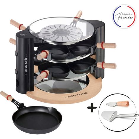 Appareil à raclette 8 personnes – 900W – 3 plateaux en verre trempé – 2 étages de cuisson indépendants – Interrupteurs séparés – Lagrange (1/5)