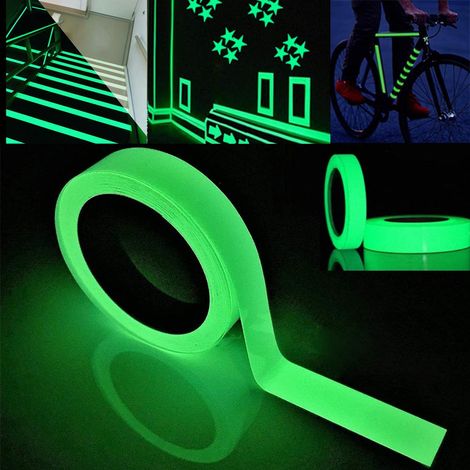 5M X 2CM Premium Lumineux Phosphorescent Ruban Autocollant, Fluorescente Autocollant, Auto-Adhésif Lumineux Sécurité Ruban, Amovible Imperméable –– Lumière Verte (1/4)