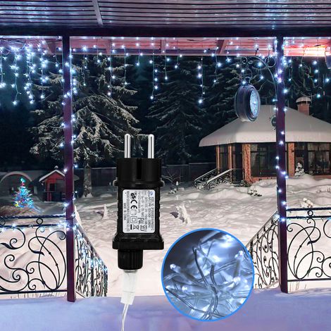 SWANEW 200 lucine natalizie per finestre di Natale con decorazione per ghiaccioli a pioggia di ghiaccio all'esterno. bianco freddo (1/5)