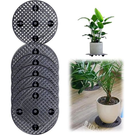Indoor Plant Stand, High-Quality Plastic Plant Holder with 5 Support Feet, Ø 20 cm/7.9 in, Decor for Indoor and Outdoor Use, Garden, Home, Balcony - Black Mesh - 6 Pieces (1/5)