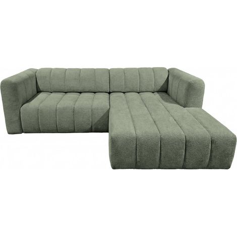 MARIUS - Canapé d'angle tissu chenille 4 places Vert Gauche (1/4)