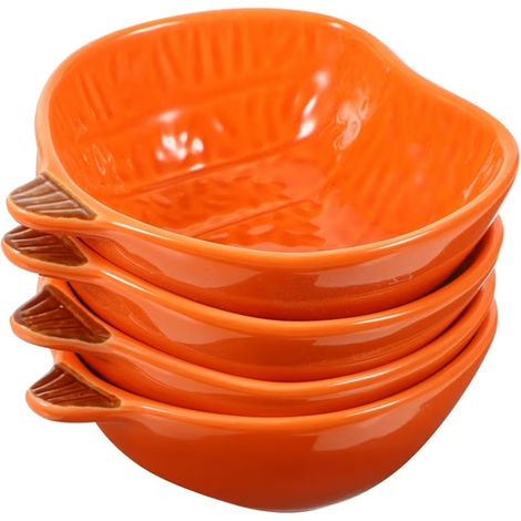 Lot de 4 ramequins en céramique pour potiron allant au four, bol d'assaisonnement, couverts, assiette à soupe, dessert (1/4)