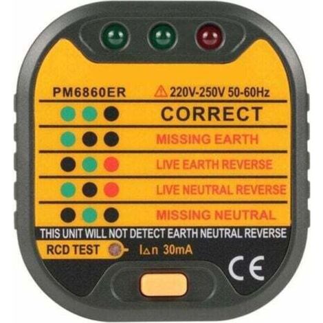 Automatischer 50-60Hz EU-Stecker-Steckdosentester für den Heimgebrauch PM6860BG/DR/ER mit RCD-Testfunktion (EU-Stecker)