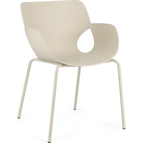 Set 6 Sedie da Pranzo in Acciaio e Polipoliprene Beige (1/5)
