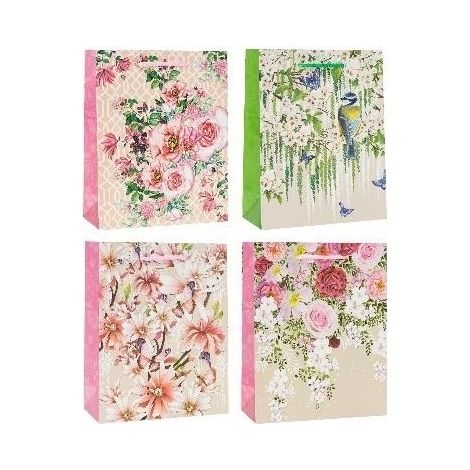 Bolso con flores brillantes de 31x40x12cm, rosetas variadas