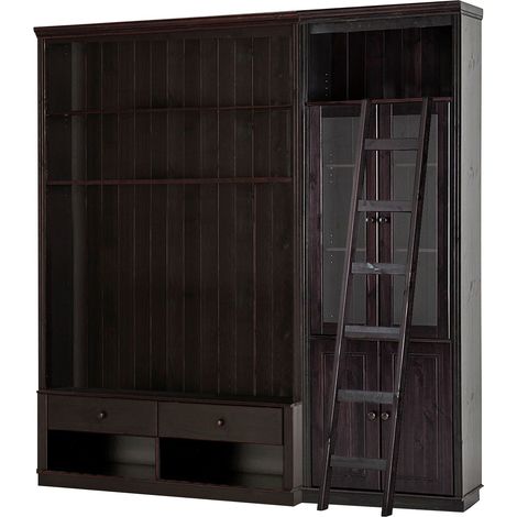 AnitaBibliothèque avec TV Lowboard Ladder en pin brun foncé (1/5)