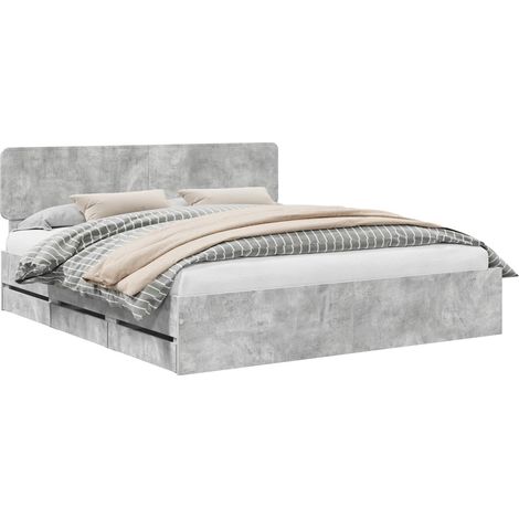 Maison Exclusive - Bettrahmen mit Schubladen Betongrau 200 x 200