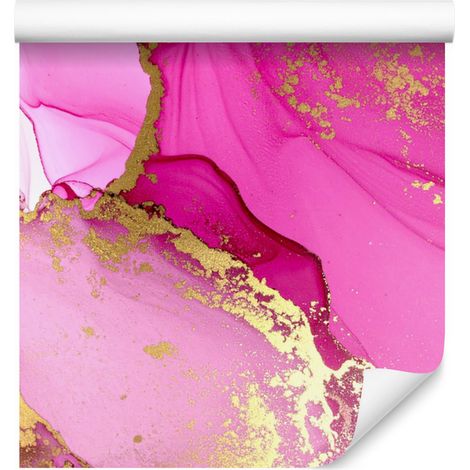 Papel pintado en tonos rosa empolvado, morado y coral para salón y dormitorio, 50x1000 mm. (1/5)