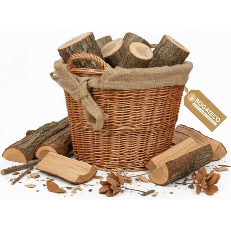 BOGATECO Panier Cheminée Osier Clair 40x32 cm Bois de Chauffage