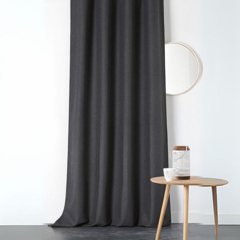 Rideau obscurcissant et isolant à galon fronceur Noir 140x260 cm (1/2)