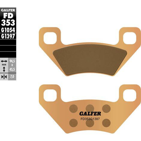 Pastillas de freno Galfer KH395 de metal sinterizado (doradas) para ATV