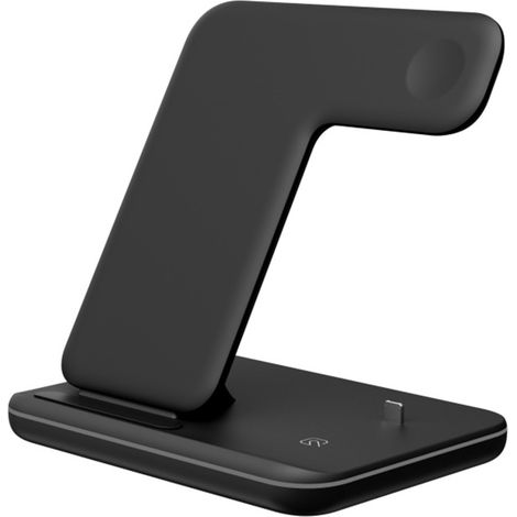 Teleport Z5 3 in 1 Caricabatterie Wireless Cavo Stazione di Ricarica Rapida Compatibile con Orologio Auricolare Supporto di Ricarica Wireless Nero
