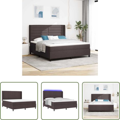 Stoffbett - LED Boxspringbett mit Matratze Dunkelbraun 180 x 200 cm Stoff (1/5)