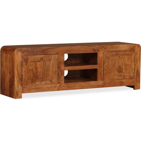 TV-Schrank Massivholz mit Honigfarbenem Finish 120x30x40 cm