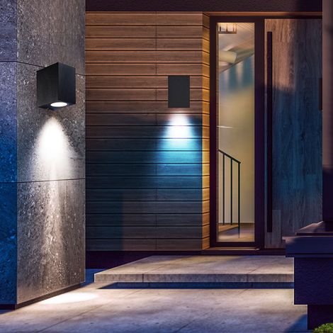 Lampada da parete a LED per esterni da giardino, faretto da parete per giardino, alluminio grigio scuro, 1x LED 6 watt 472 lumen bianco caldo, H 9,5 cm, set da 2