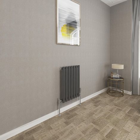 600x413mm Anthracite Single Oval Column Radiator Horizontal Modern Central Heating Radiators