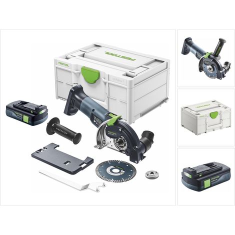 Festool DSC-AGC 18-125 FH EB-Basic 18 V 125 mm Sistema de corte sin cable y sin escobillas + 1x batería 3,0 Ah + Systainer - sin cargador