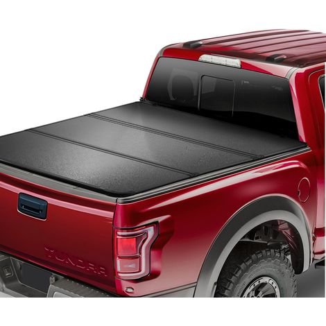 Couvre-Benne à Trois Volets, Compatible avec Toyota Tundra 2014-2024 (NON COMPATIBLE avec Trail Edition Spéciale avec Boîtes de Rangement), Benne Courte 1694 mm Côté Plat, 181,4 kg, avec LED (1/5)