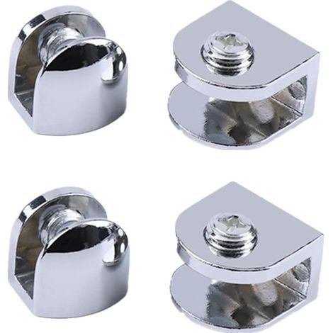 Morsetto per vetro in 4 pezzi, supporto per vetro, staffa, montaggio a parete, staffa regolabile, adattabile a vetri di spessore 10 mm, accessori per il fissaggio del vetro (1/4)