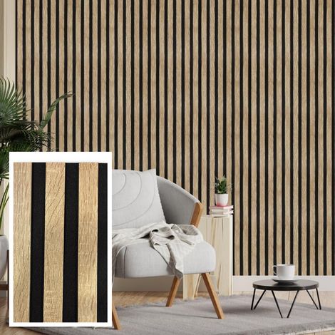 Pannello fonoassorbente decorativo flessibile in mdf per uso interno colore naturale 60x278 cm