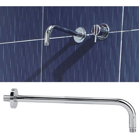 Bras de Douche Extra Long en Acier Inoxydable avec Pommeau Pluie et Flasque de Fixation Murale Finition Chrome