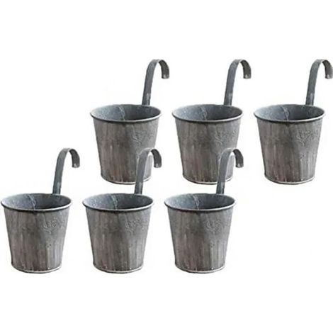 Hängende Metallblumentöpfe, Hängender Metallblumentopf, Balkon-Garten-Heimdekoration Hängender Blumentopf (6 Stück)