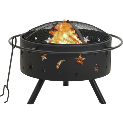 Feuerstelle mit Schürhaken 76 cm XXL Stahl