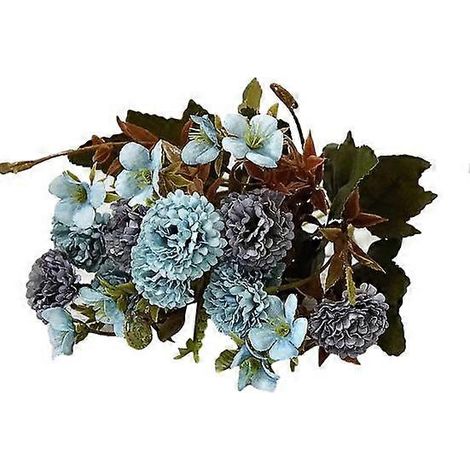 bouquet de plantes artificielles en pot, œillets artificiels élégants en tissu, décoration pour salonbleu (1/5)