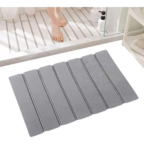 Tapis de sol de douche, tapis de bain à séchage rapide, tapis de bain en pierre, tapis de bain antidérapant pour un séchage rapide, tapis de sol pliable idéal pour salle de bain, cuisine et toilette (1/5)