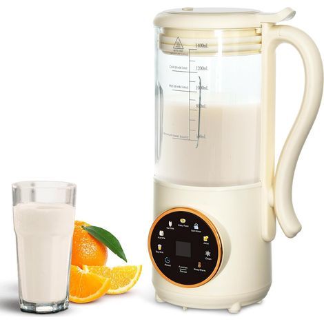 Machine à lait de soja 1,4L – 600W chauffe – 200W mixage – 12 lames – Écran LED – 8 fonctions – Autonettoyante