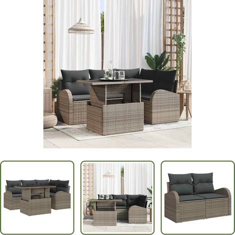 vidaXL Conjunto de sofá de jardín 5 uds. 4-Número de plazas Gris (1/5)